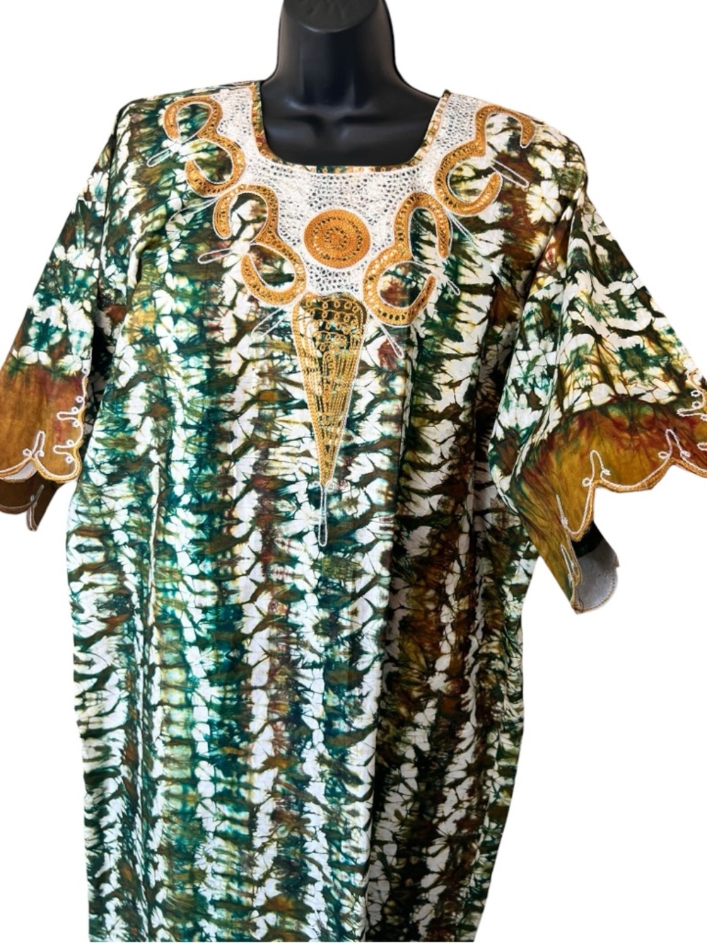Vintage African Cotton Kaftan Tie Dye Dress View 2